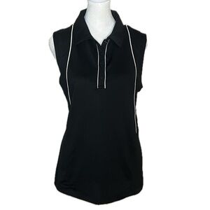 Tail White Label Black Sleeveless Golf Polo Top Medium